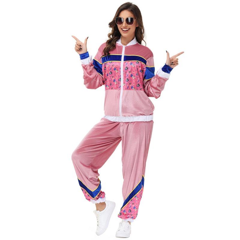 New Disco Vintage Hippie Pla Print Top Hip Hop Stage Costume