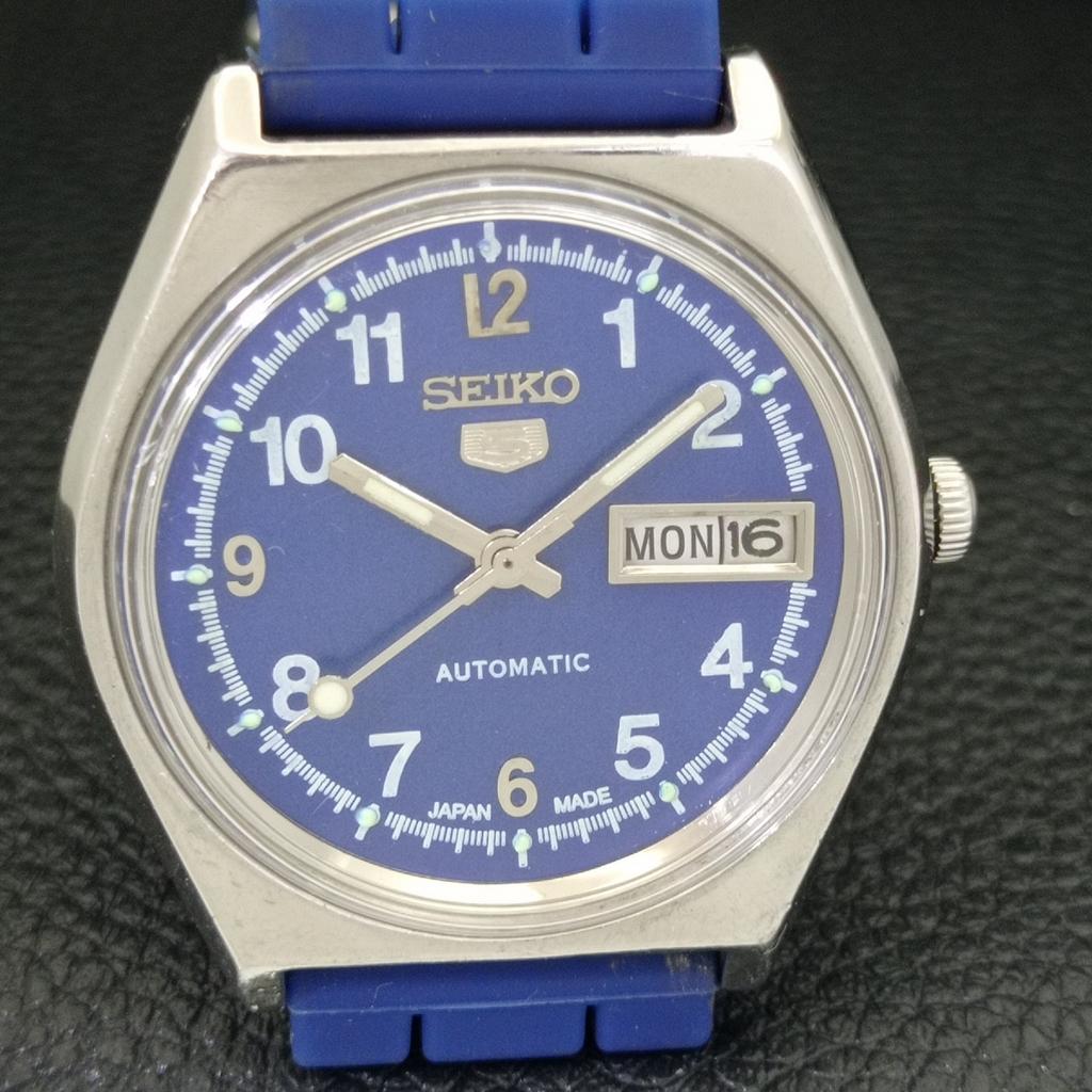JAPAN VINTAGE SEIKO 5 AUTOMATIC 6309A MENS BLUE COLOR DIAL WATCH A500815-5 R154-a500815