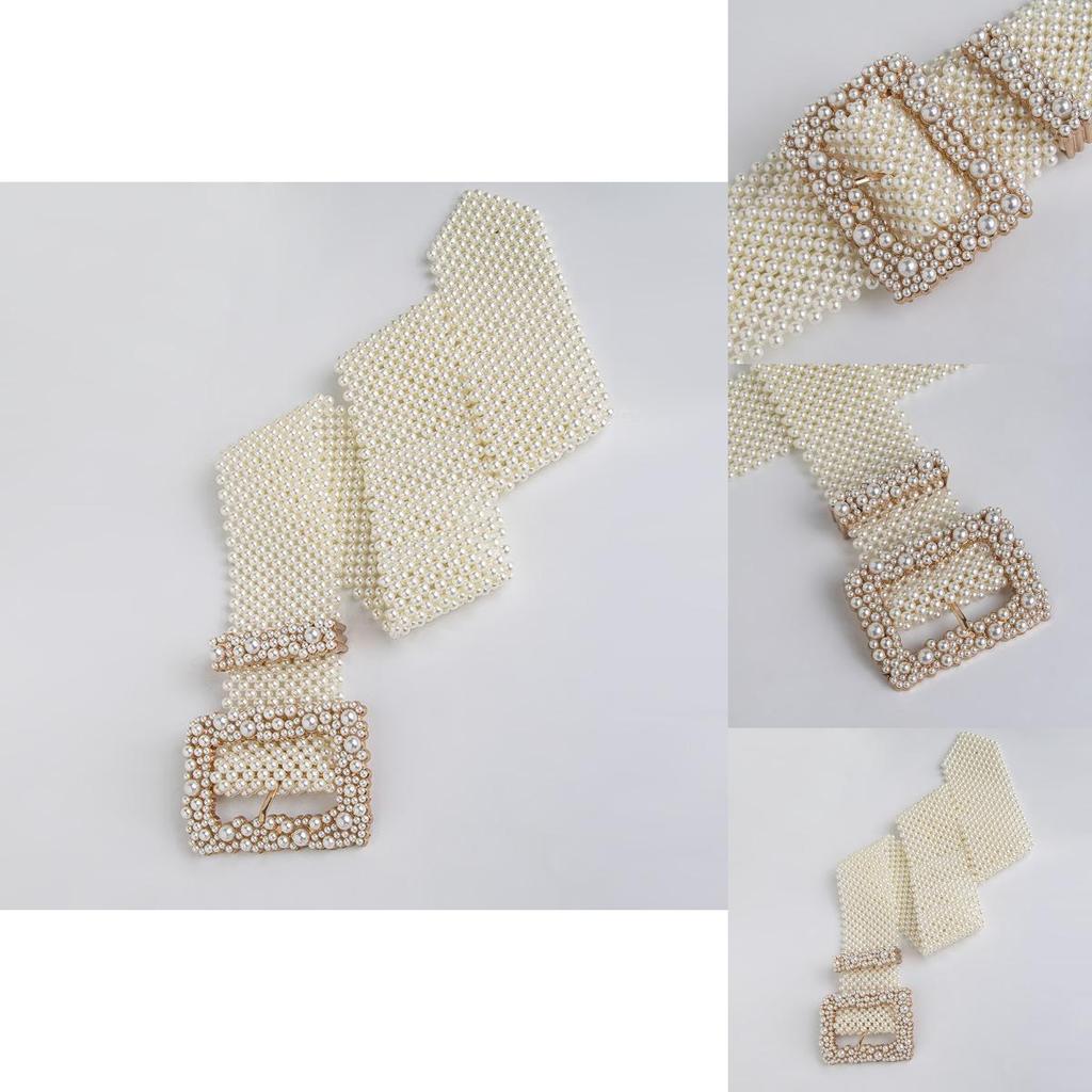 Artificial Pearl Waist Chain With Square Needle Buckle Design For Formal And Casual Use