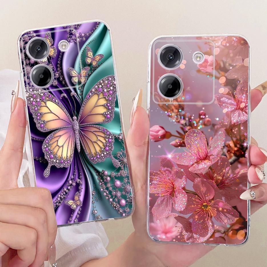 For Xiaomi Poco M7 Pro 5G Case Luxury Butterfly Tree Painted Cover Soft Silicone Phone Csae For Xiaomi Poco M7 Pro M7Pro 5G Bags