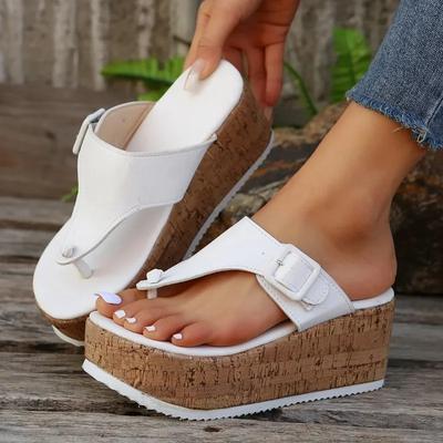 Fashion 2024 New  Summer  Large Size Slippers Casual Fashion Wide Edge Women's Thick Sole Slippers