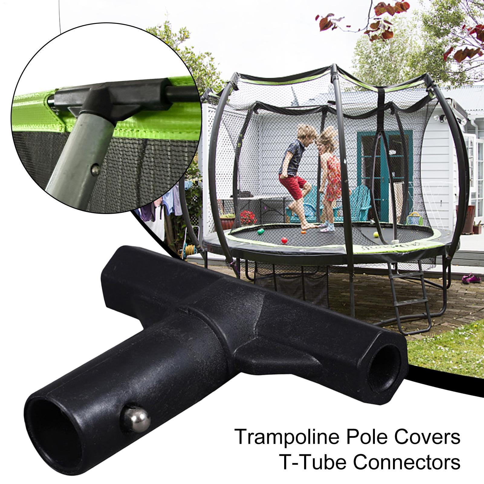 6Pcs Trampoline Enclosure Pole End Caps T Shaped Pipe Sleeve Trampoline T Joint Parts Quick Connector Fittings for Jumping Bed cm