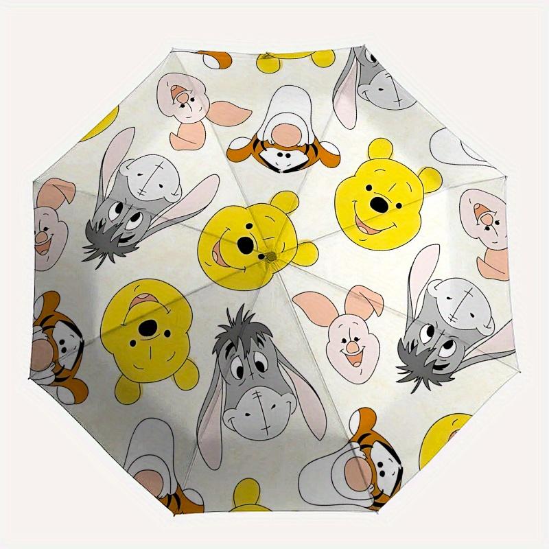 Winnie-the-Pooh, Friends Automatic Opening and Closing Umbrella, Compact Travel Umbrella, Lightweight and Portable, Suitable for Beach Commu