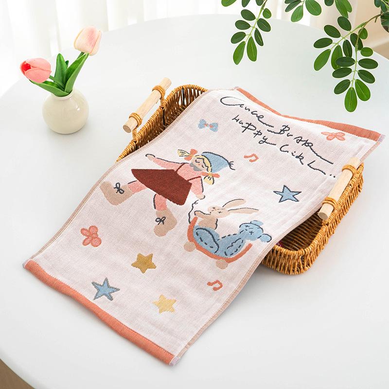 Cartoon Children's Pure Cotton Gauze Towel 25x50cm - Absorbent & Quick-Drying for Face Washing