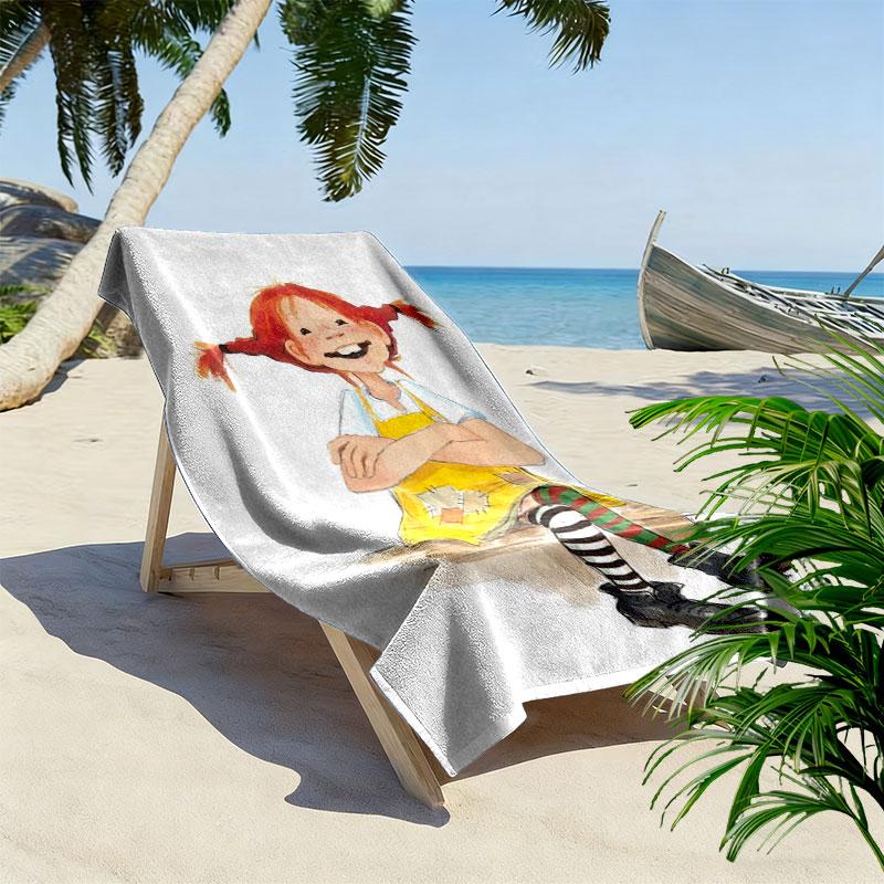 Pippi Adventure Print Beach Towel Large Soft Quick Dry Towel For Beach Camping Swimming