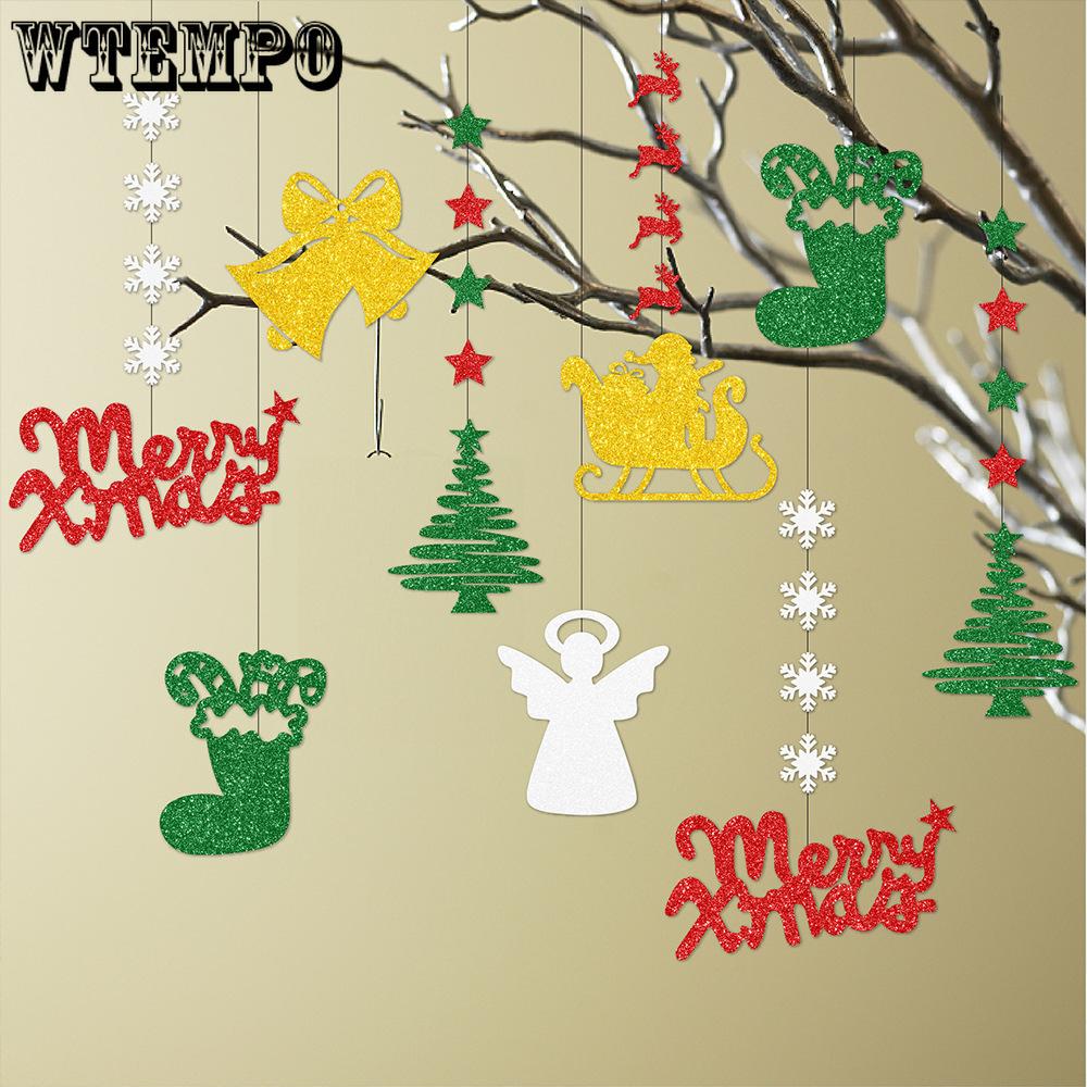 12pcs Christmas Decorations Decals Pendants Bells Reindeer Angels Christmas Tree Ornaments Hanging Decorations Atmosphere Setting Props