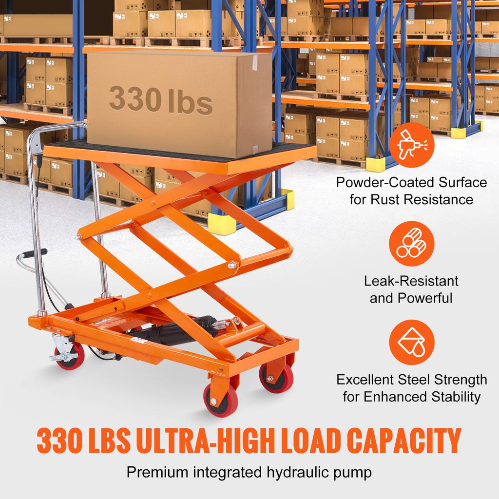 SucceBuy 330/770/1760Lbs Lifting Platform Hydraulic Car Lift Table Cart Heavy Duty Double Shear Wheelbarrow for Repair Motorcycl