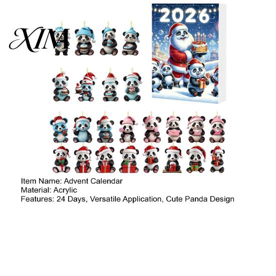 Unique Christmas Gift Panda Advent Calendar, 24 Days Countdown Contains Acrylic Ornament Set Ornaments, Cute Hanging Decorations for Tree Home