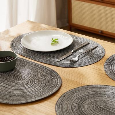 Oval Polyester Cotton Braided Table Place Mats Braided Coaster Placemats Washable Non-Slip Table Mats for Kitchen Dining Table