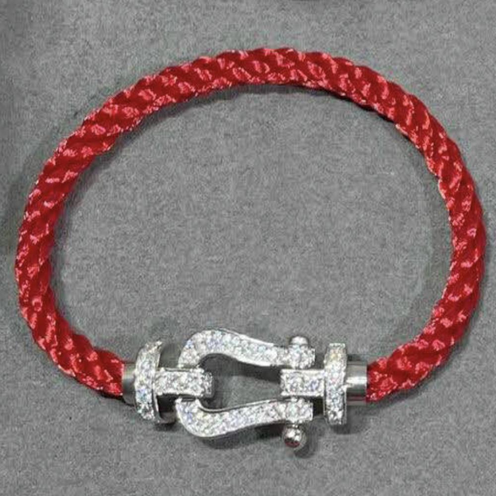 High Quality Luxury Freded Horseshoe Buckle Bracelet Red/Black Nylon Rope U-shaped Buckle Bracelet Men's and Women's Bracelets