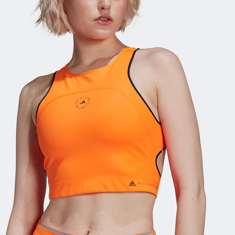 adidas Printed Logo Crop Training Sports Vest Women Tops Signal-Orange HB6088