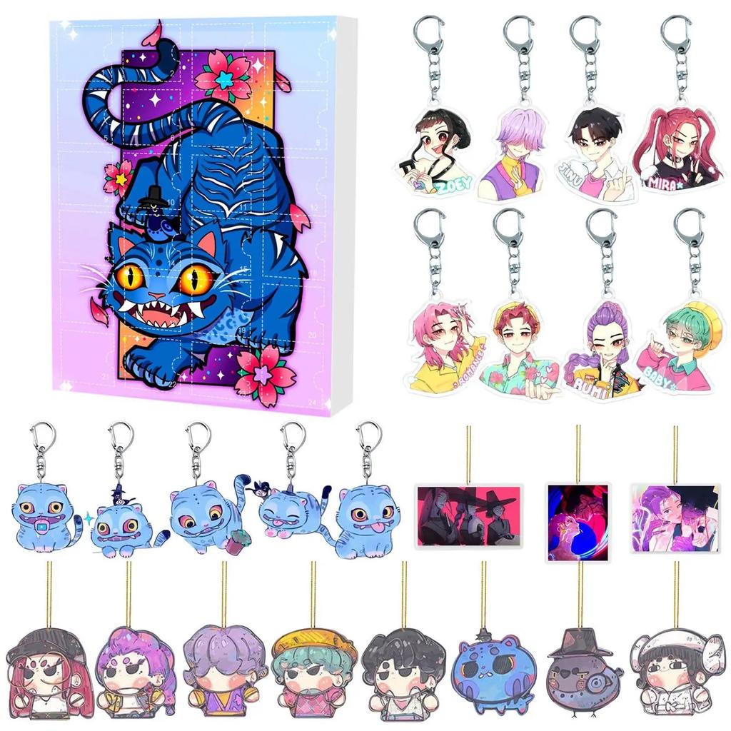 K-pop Demon Hunters Rumi Mira Zoey Figure Saja Boys Christmas Countdown Calendar Trendy Blind Box Keychain Acrylic Pendant Gift
