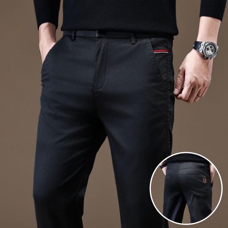

New autumn casual pants men s loose straight blue thin elastic waist business pants 28 чёрный