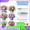 6Pcs Double Sided Diamond Key Rings Hanging Ornaments Diamond Art Set Irregular Diamond Art Key Rings Home Party Decorations