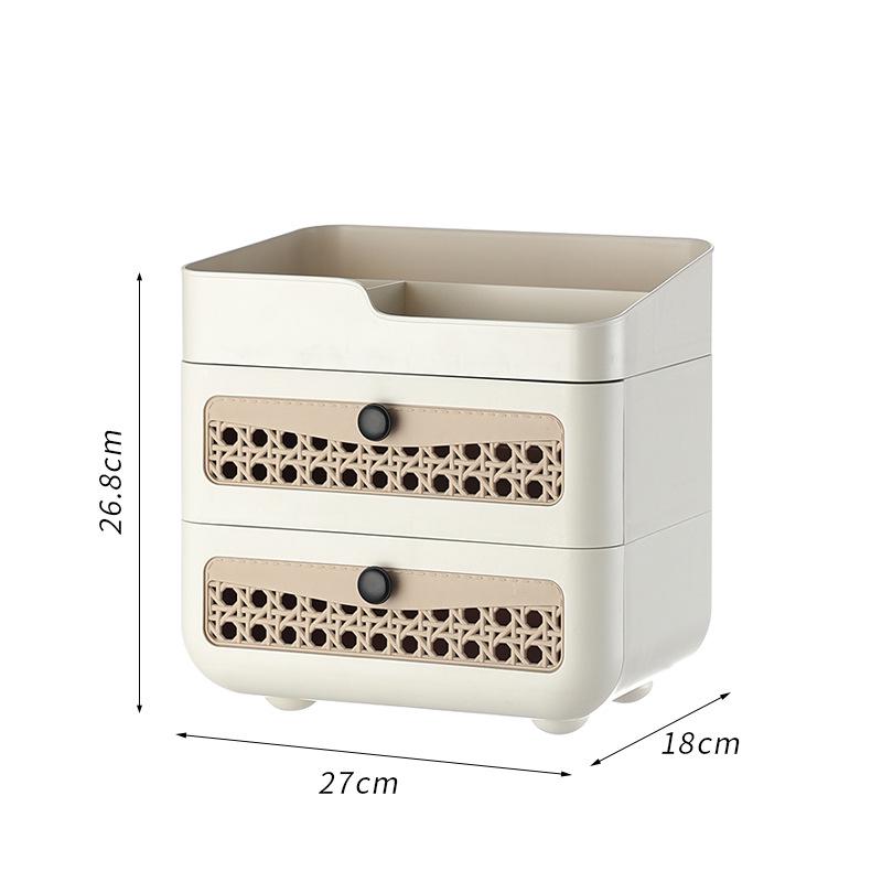 Kosmetik-Aufbewahrungsbox im chinesischen Stil: Staubdichter Schreibtisch-Organizer für Lippenstift, Masken und Hautpflegeprodukte mit Schubladen.