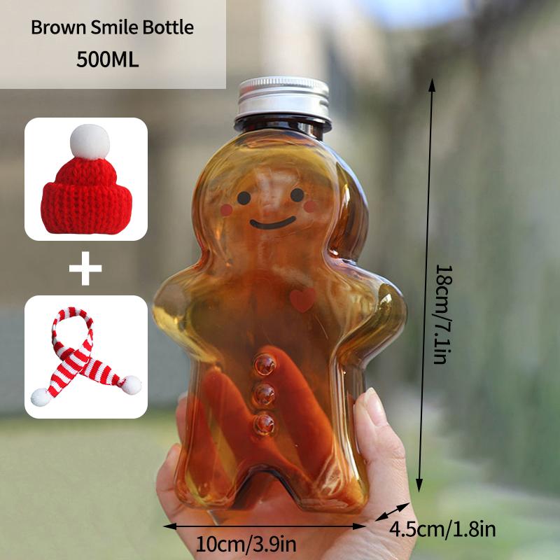 Christmas Milk Tea Cup Cute Gingerbread Man Water Bottle Snowman Tea Juice Jar Candy Plastic Kettle Xmas Navidad  Decoration