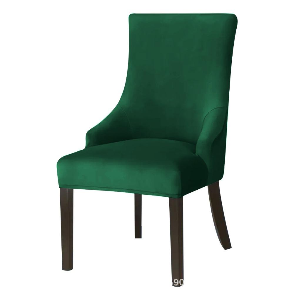Velvet Dining Chair Cover Strech Elastic Chair Covers High Back Sloping Arm Spandex Chairs Slipcovers For Banquet Home Decor