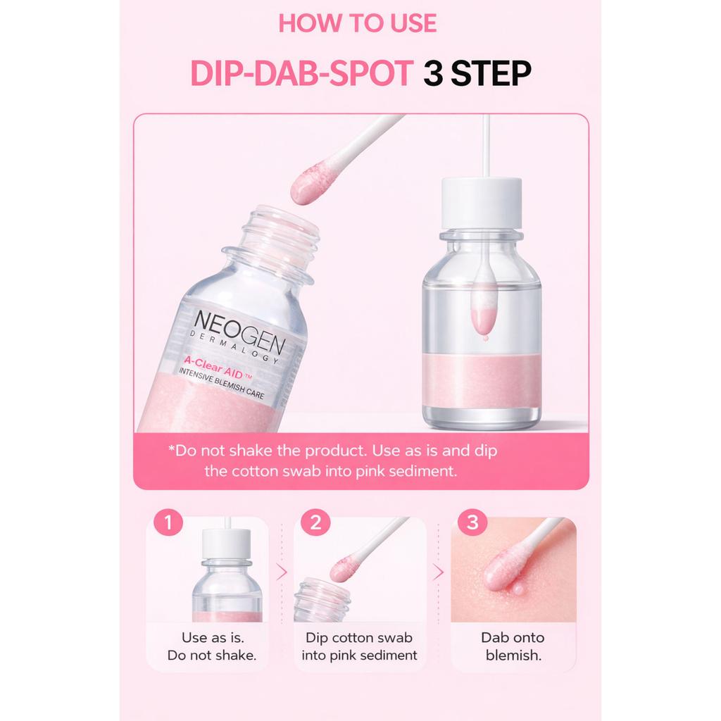 NEOGEN Dermalogy A-Clear Soothing Pink Spot Eraser 15ml Acne Spot Treatment Calming Blemish Care