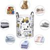 Foldable Fabric Storage Basket - Construction Vehicle Excavator Print