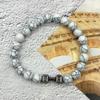 "Turquoise & Volcanic Rock Beaded Bracelet with Dumbbell Charm – Unisex Jewelry”