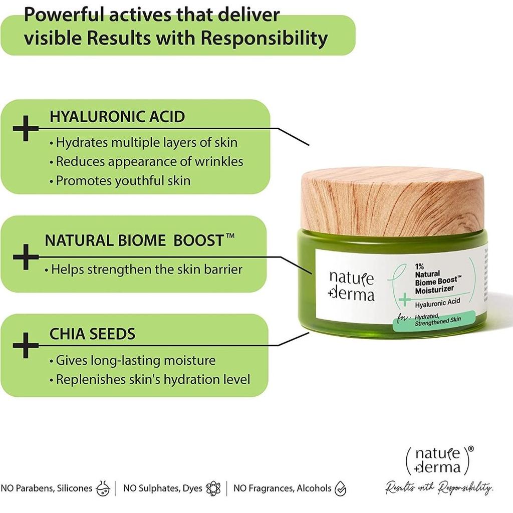 Nature Derma 1 % natürliche Biome-Boost™ Feuchtigkeitscreme mit Hyaluronsäure |