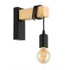 Applique Murale - Ruder - E27 - Bois Et Métal - Noir - Design Scandinave Moderne