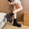 Platform Thick Bottom Women Ankle Boot Fashion Ruond Toe Slip On Shoes Autumn Winter Women'S Mordern Short Booties