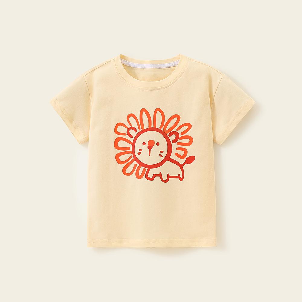 Dětské tričko Dívčí vložky Léto Dětská kreslená móda Krátký rukáv Pletený kulatý výstřih Chlapecký top