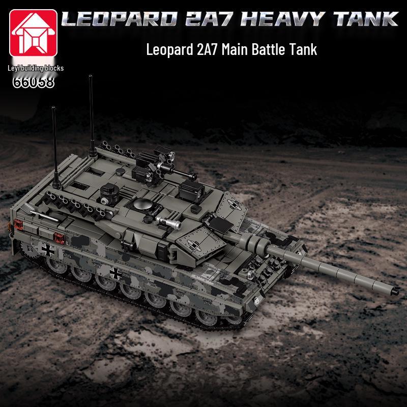 Leyi 66050-72 Leopard 2A7 Main Battle Tank Model - Advanced Military Building Blocks Toy for Boys.