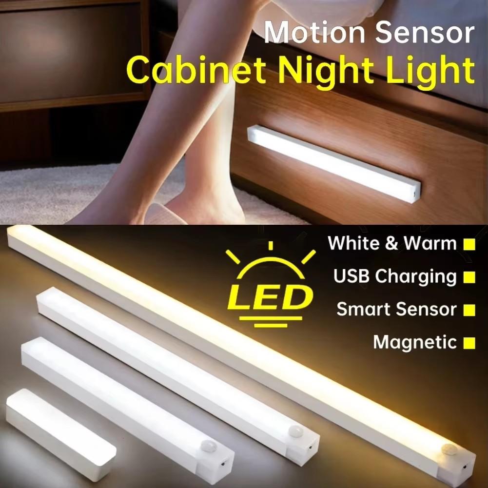 PIR Motion Sensor LED Cabinet Light 10CM/20CM/30CM USB Rechargeable LED Under Magnetic Night Led Night Sensor