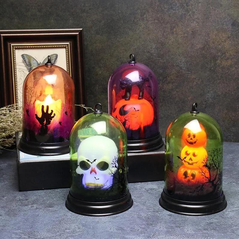 Halloween Dekoration Requisiten Kürbislaterne LED Leuchtender Lampenschirm Bar Party Deko Zubehör Kerzenhalter Nachtlicht Desktop Ornament