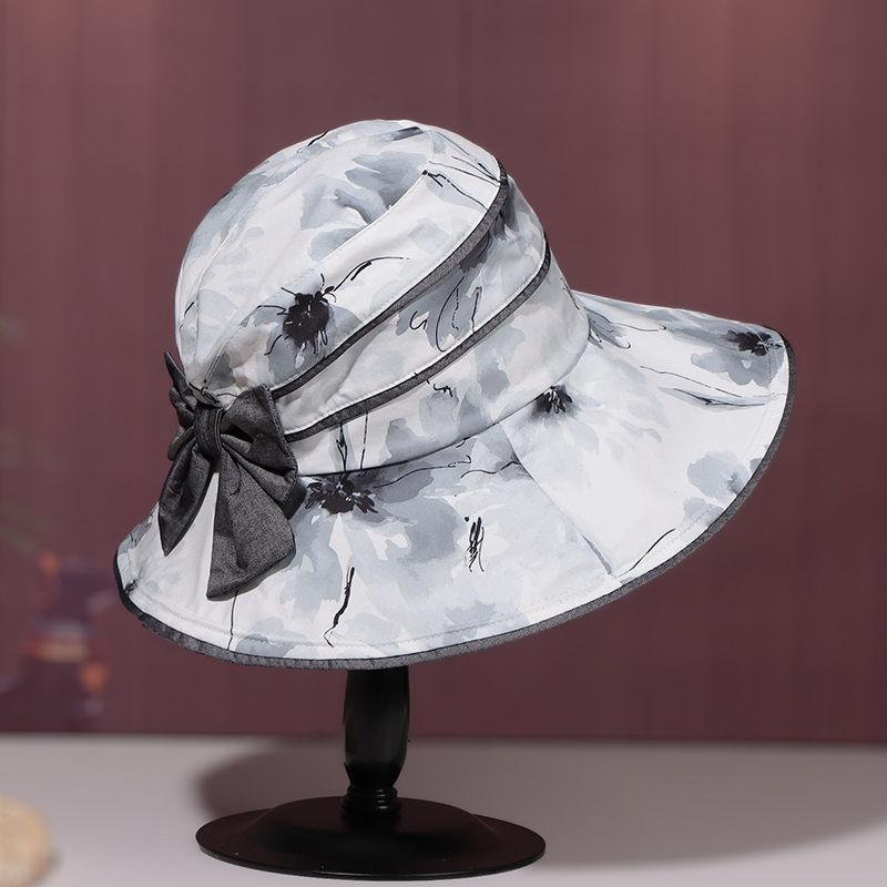 

Шляпа от солнца с принтом, стильная повседневная защитная шляпа от солнца, компактные универсальные шляпы с бантом, декоративные женские шляпы для путешествий, пляжа