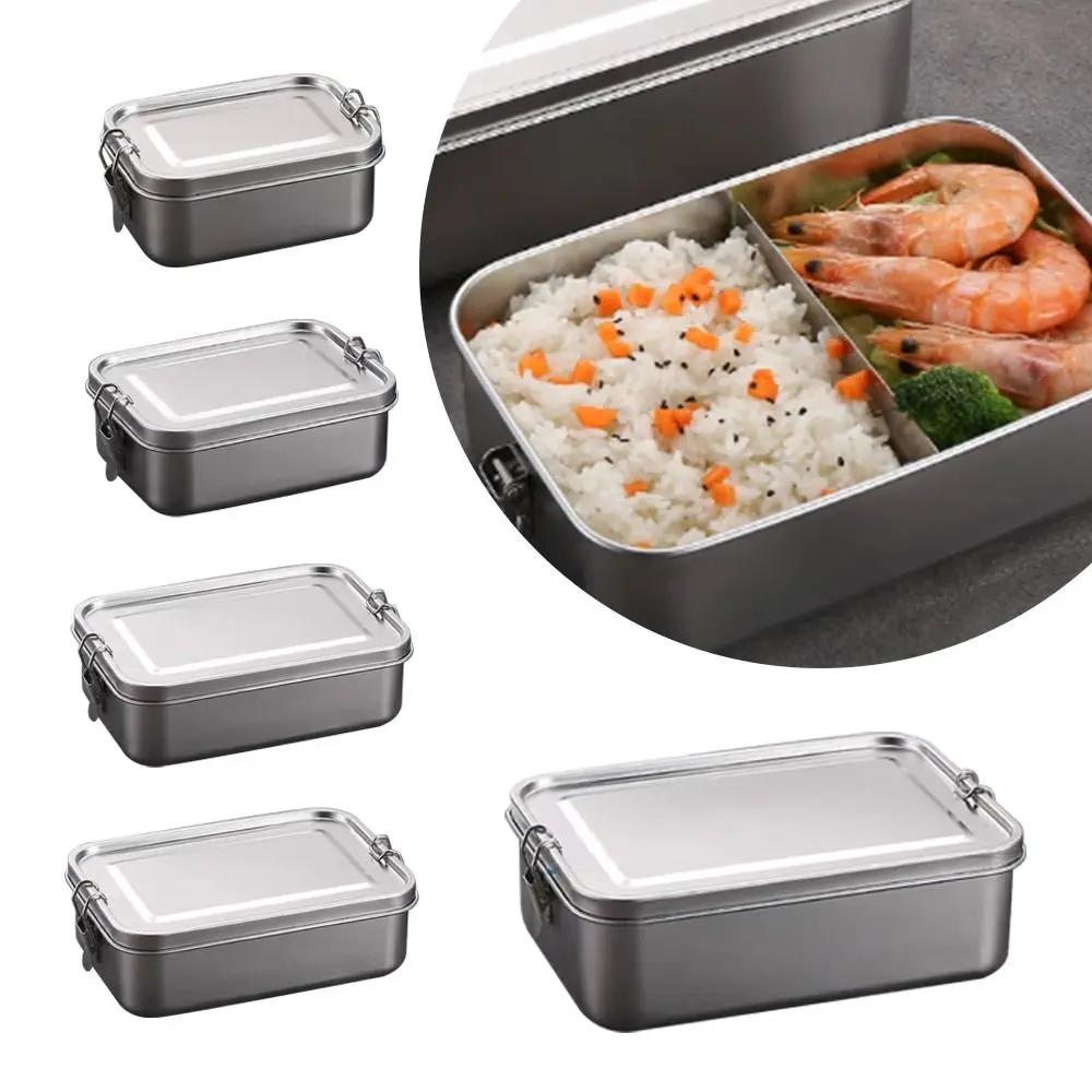Durable Stainless Steel Bento Box Large Capacity Leakproof Lunch Box with Lid Square Food Storage Container Outdoor