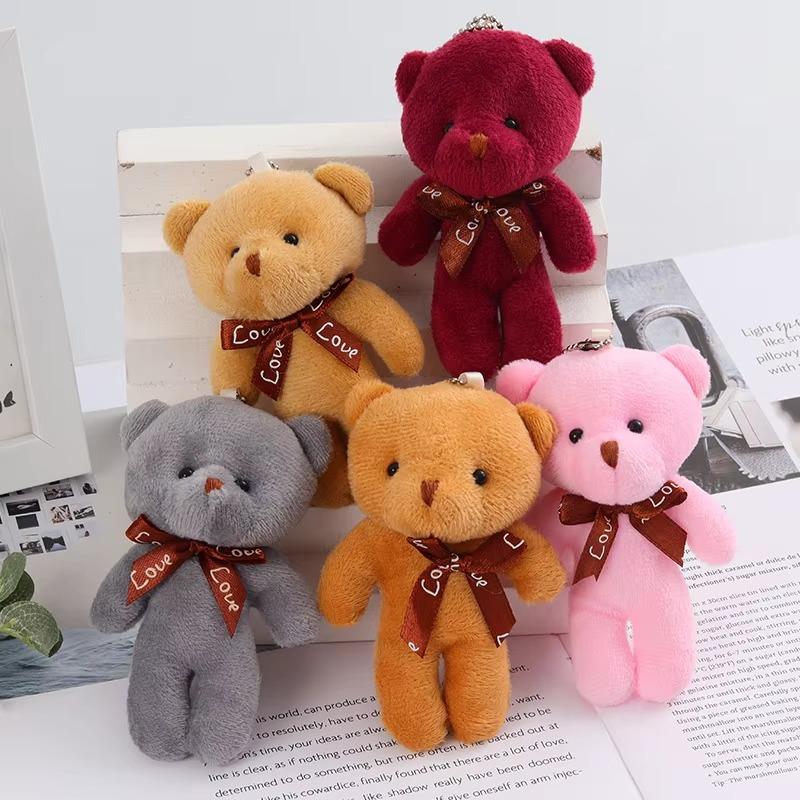 Plush Keychain 1PC Small Pendant Siamese Bears Girl Dolls Toys Bags Mobile Phone Cases Hanging Decorations Birthday Gift Dolls