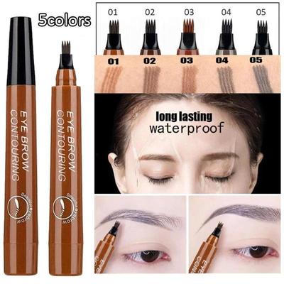 4 Gabeln 3D Flüssiger Augenbrauenstift Langanhaltend Wasserdicht Schweißfest Nicht Verblassende Farbe Augenbrauenhaar Make-up Frauen Beauty Make-up 5 Farben