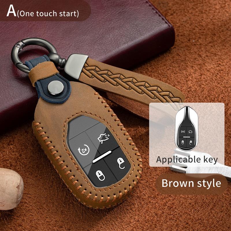 

Car Key Case For Maserati Levante Ghibli Quattroporte Gt Granturismo Grancabrio Leather Cover Shell Fob Protector Accessories