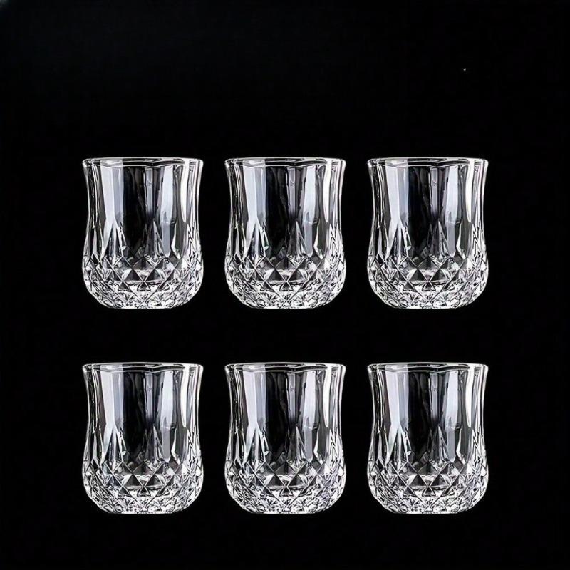 50ml sklenice z broušeného křišťálového skla, opakovaně použitelná, vhodná na whisky a likéry, skleněné nádobí, pro domácí bar, KTV