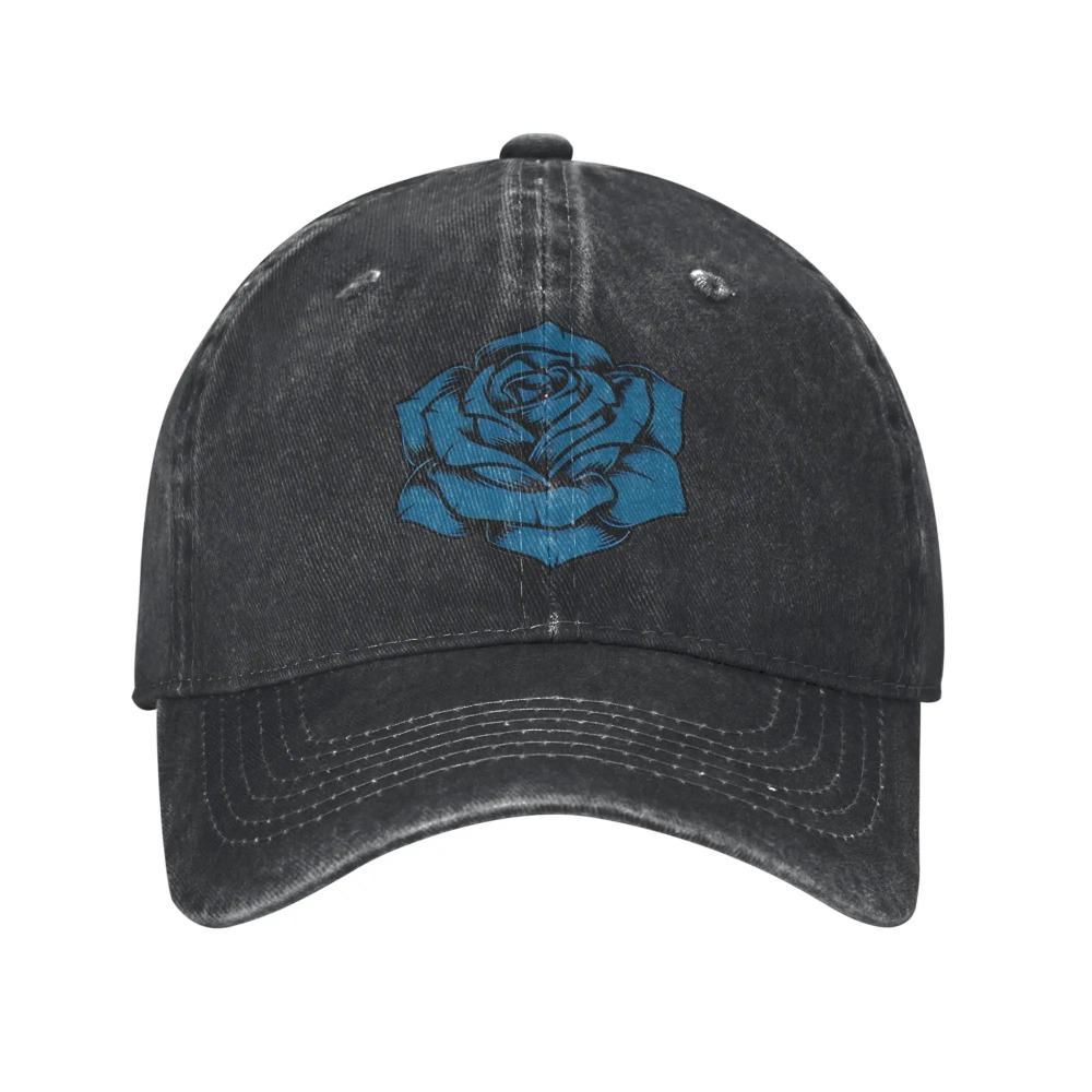 Summer Ado Blue Rose Baseball Cap Sun-Proof Custom DIY Washed Trucker Hat Men Adult Street Style Sport Baseball Caps Casual