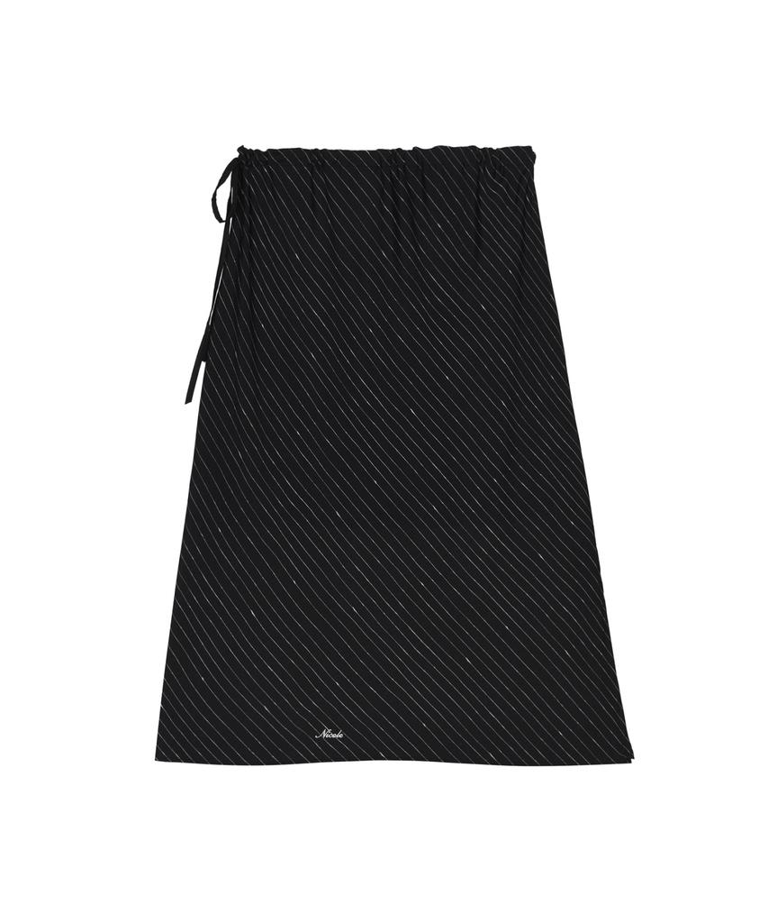 Nigaennikol Pin Stripe Midi Skirt_Black
