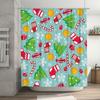 TU Festive Holiday Shower Curtain Christmas Trees Snowflakes Candy Cane Pattern Waterproof Bathroom Decor Xmas Home Textile
