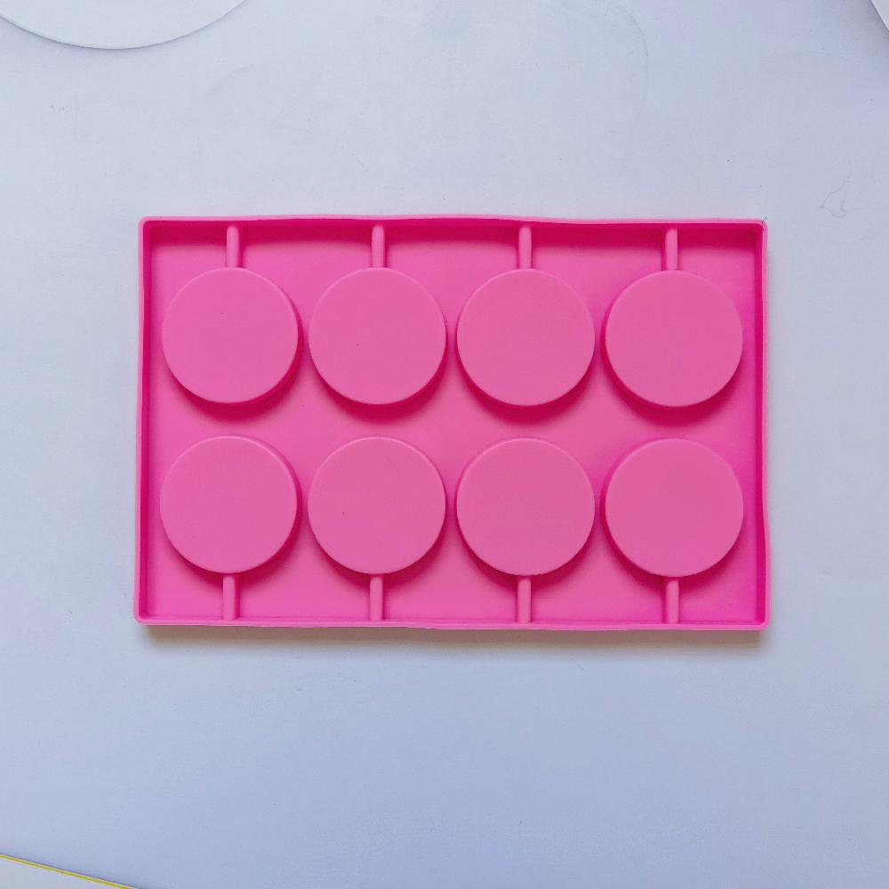 8-Cavity Round Silicone Lollipop Candy Mold Homemade Kids Cake Chocolate Cookies Mould Baking Pastry Decorating Tools