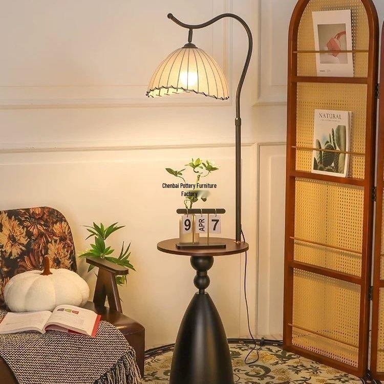 Adjustable Retro Orange Crescent Floor Lamp for Living Room, Bedroom, or Sofa Corner