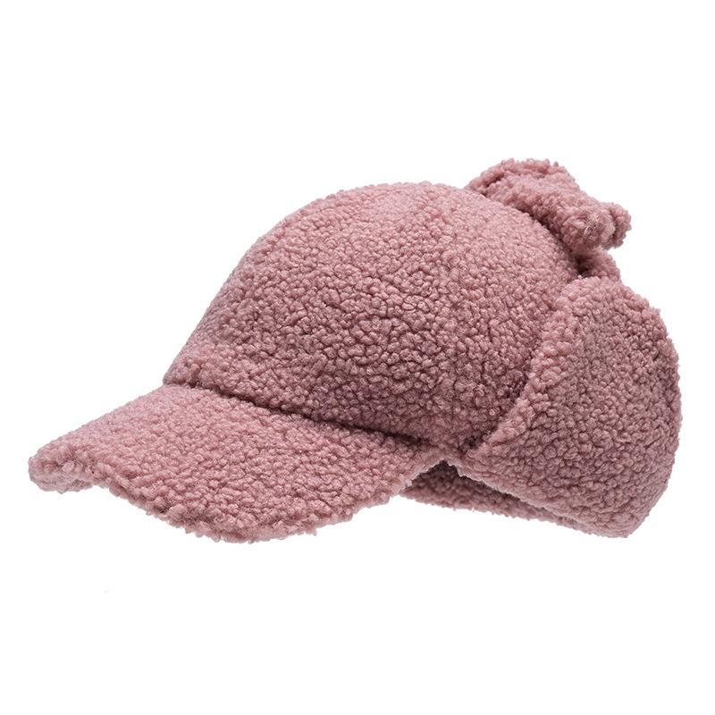 Baseballcaps i lammeull Varm lue Damepluss Ensfarget Høst Vinter Ørebeskyttelseslue