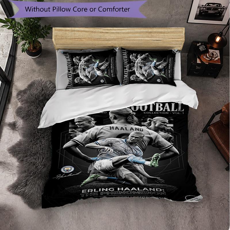 Erling Haaland Themed Bedding 3Pcs Duvet Cover Set Decorative Bed Linen For Teen Room Home Decoration
