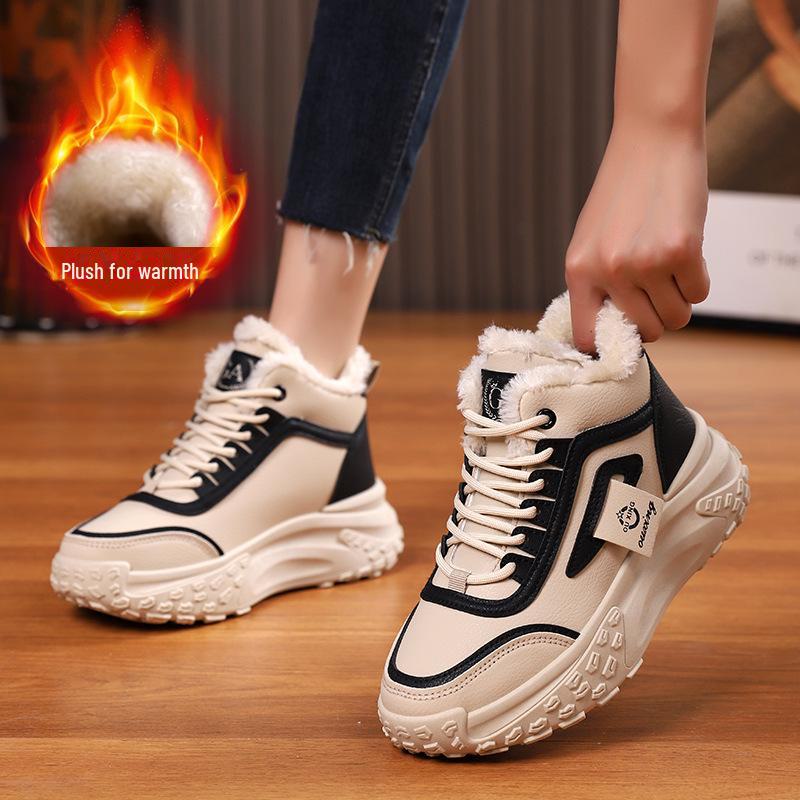 "Women's High-Top Thick-Soled Winter Sports Sneakers - Velvet & Cotton Lined (2025 HX-Q039)"
