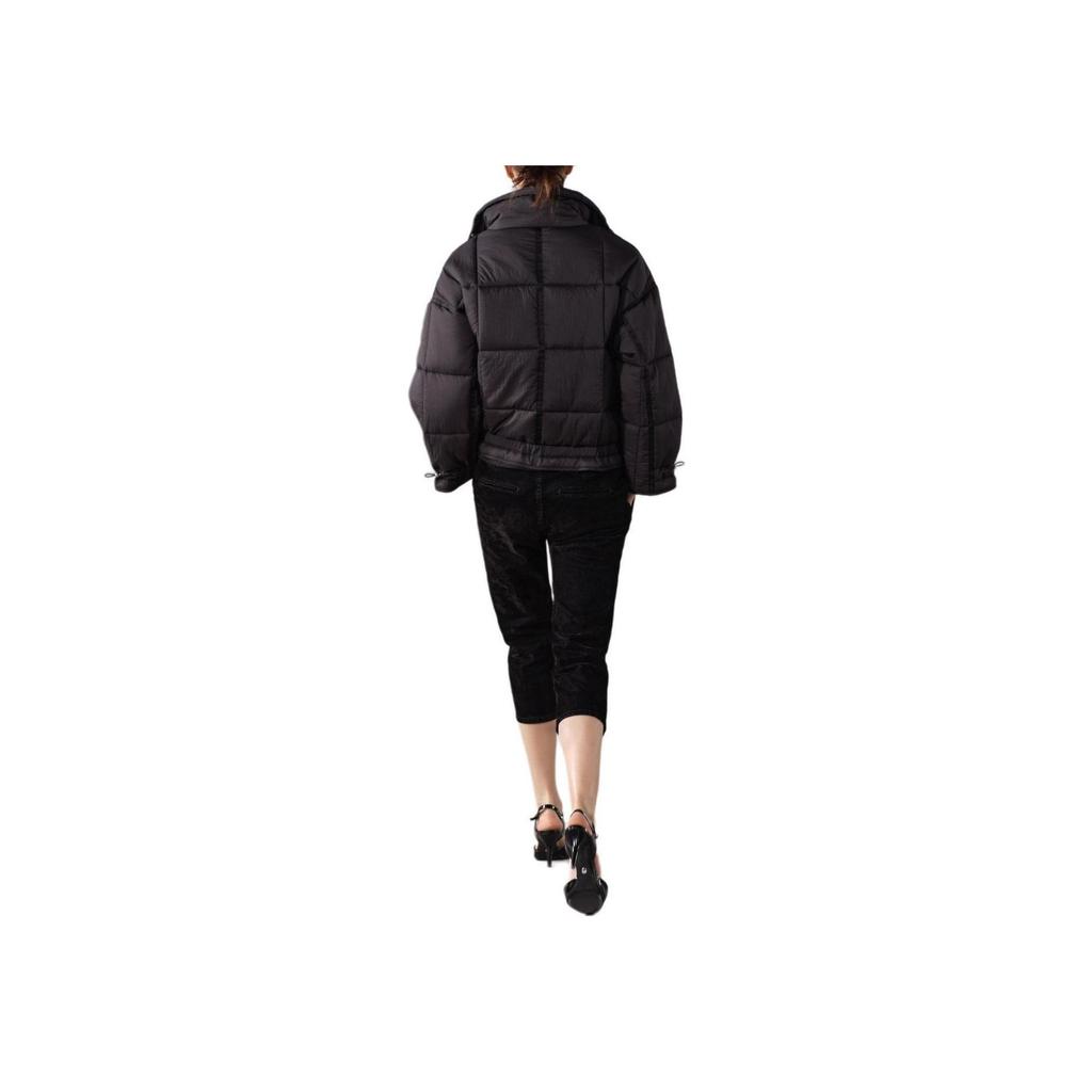 Zara Zw Series Solid Color Short Thick Casual Long Sleeve Cotton Jacket Women jackets Black 0518058-800