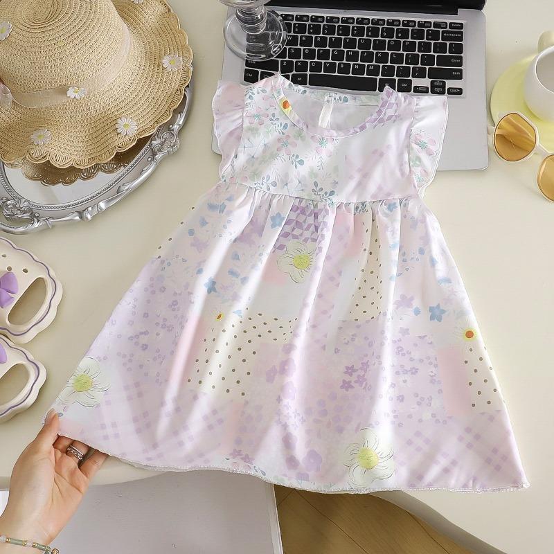 Korean Style Sweet Floral Puffy Princess Summer Dress For Little Girls