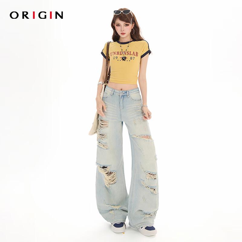 ORIGIN Women s Ripped High-Waist Wide-Leg Jeans XS