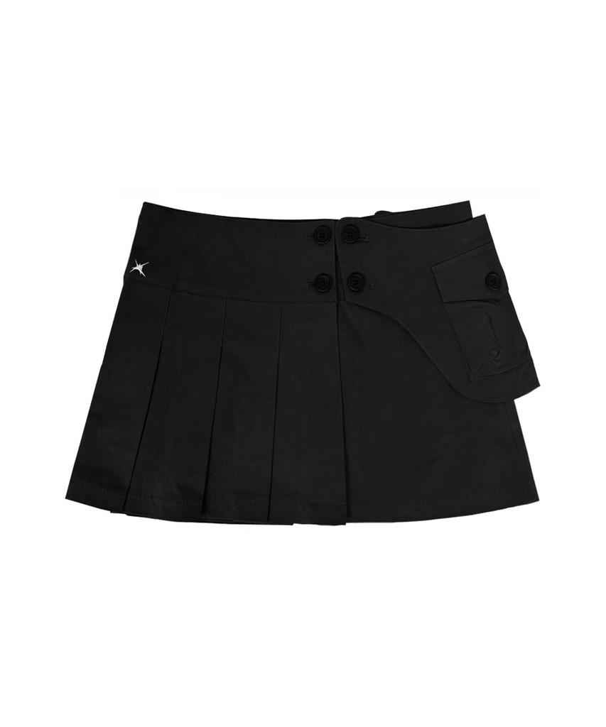 Ineodeijeu Pleated Pocket Cargo Mini Skirt (Black)