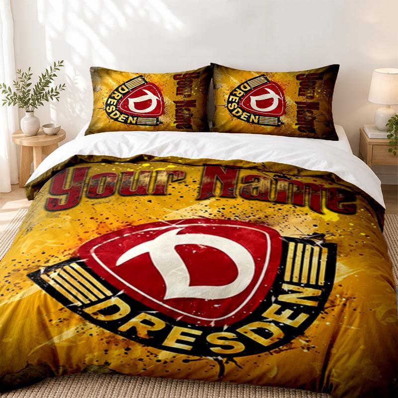 Dynamo Dresden Custom Name 3pc Set Perfect for Bedroom Use Comfortable Bedding Set Includes a Duvet Cover and Two Pillowcases Ideal Birthday or Christ